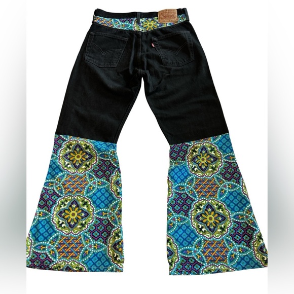 Vintage 80s Levis 501 Custom Flare Denim Button Fly Hippie USA Actual 30 x 29.5 - Picture 3 of 14